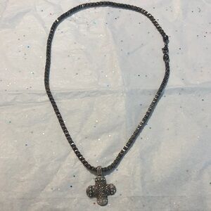 Vintage Cross Pendant Necklace – 23” – Marcasite Style
